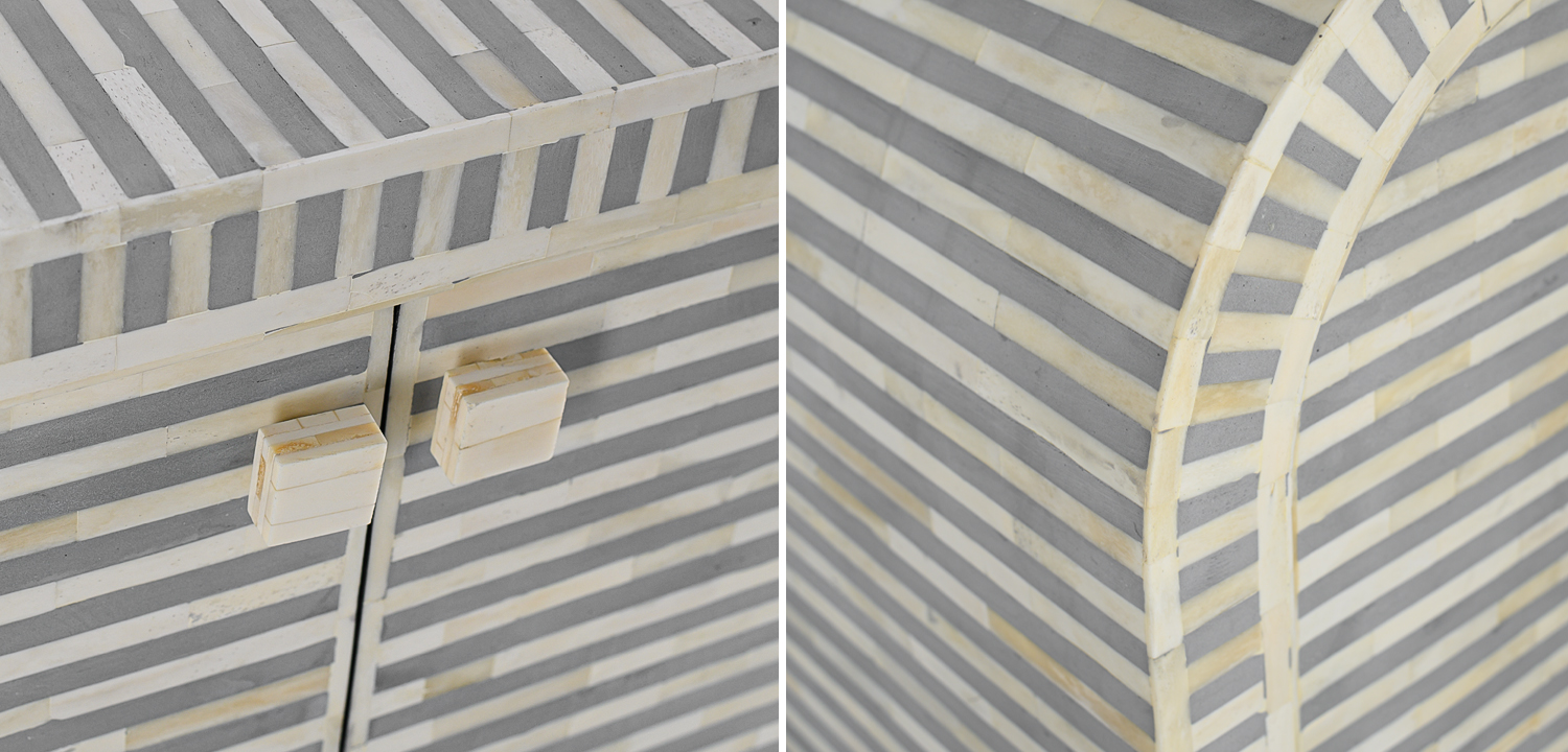 Комод серый с инкрустацией костью Bone Inlay Buffet gray - фото