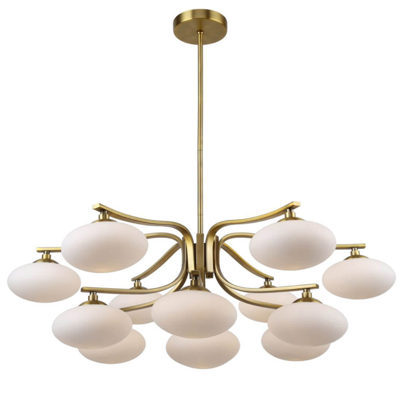 Oval Balls Mushrooms Chandelier 13 Brass Латунь Прозрачный белый в Перми | Loft Concept 