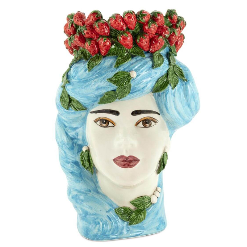 Ваза VASE STRAWBERRIES HEAD LADY BIG Blue Красный Голубой в Перми | Loft Concept 