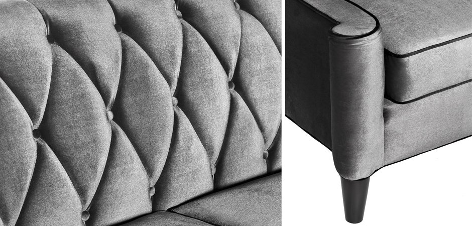 Диван Armen Living Barrister Gray Velvet Диван Armen Living Barrister Gray Velvet - Loft-Concept в Перми