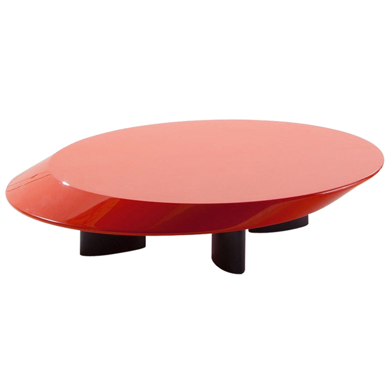 Кофейный стол Ellipse Red Glossy Coffee Table Красный Черный в Перми | Loft Concept 