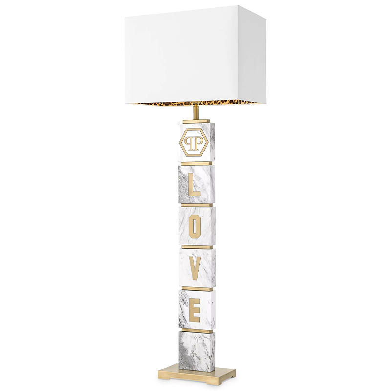 Торшер Philipp Plein Floor Lamp King Белый Белый Мрамор Bianco Золотой в Перми | Loft Concept 