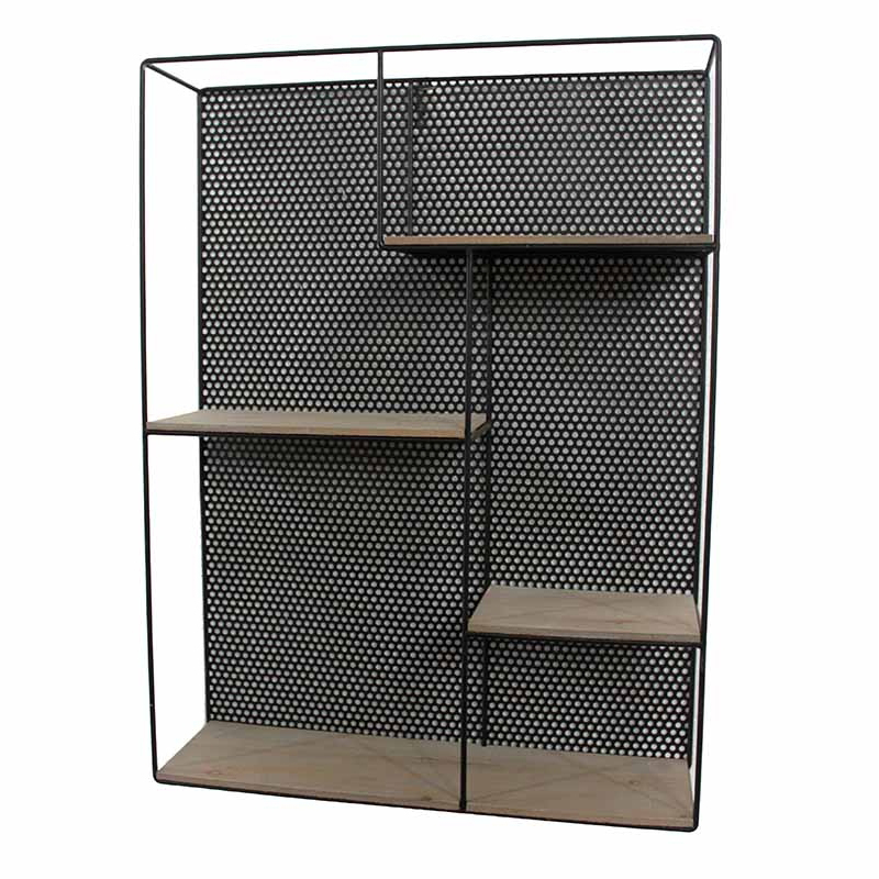 Полка Perforation Loft Rectangle Shelf Бежево-серый Черный в Перми | Loft Concept 