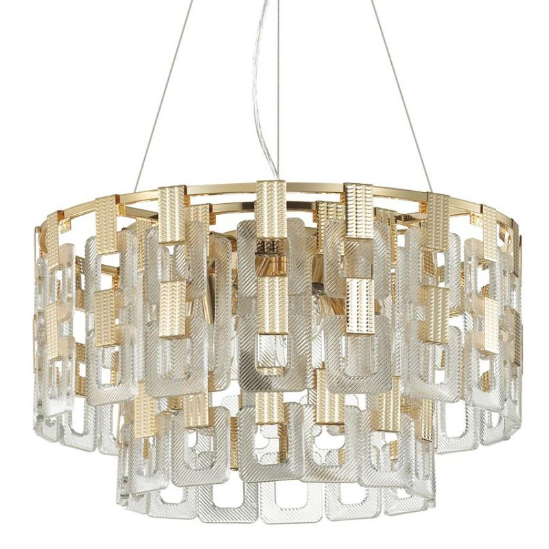 Люстра Ribbed Elements Pendant Round 52 Золотой Прозрачное Стекло в Перми | Loft Concept 