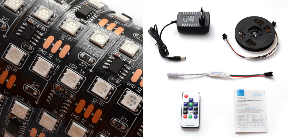 Комплект светодиодной ленты 14,4W/m 60Led/m 5050SMD разноцветный 2M Комплект светодиодной ленты 14,4W/m 60Led/m 5050SMD разноцветный 2M - Loft-Concept в Перми