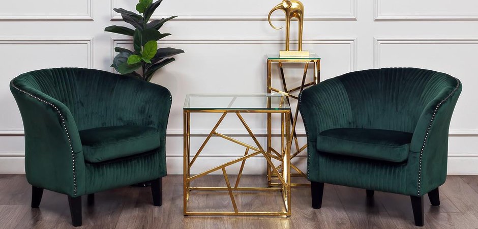 Приставной стол Serene Furnishing Gold Clear Glass Top Side Table Приставной стол Serene Furnishing Gold Clear Glass Top Side Table - Loft-Concept в Перми