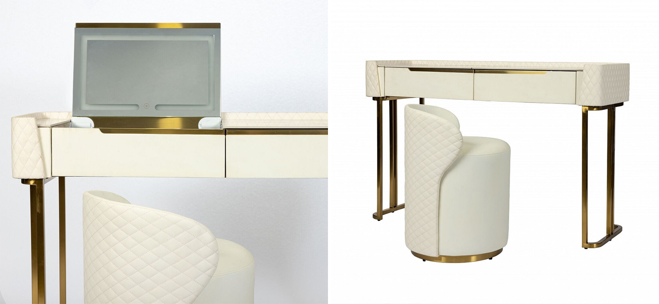 Туалетный столик в комплекте с пуфом Diassa White - фото