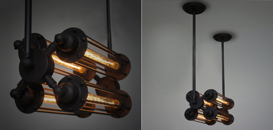 Подвесной светильник Loft Industrial Edison Cage Horizontal Quatro Подвесной светильник Loft Industrial Edison Cage Horizontal Quatro - Loft-Concept в Перми