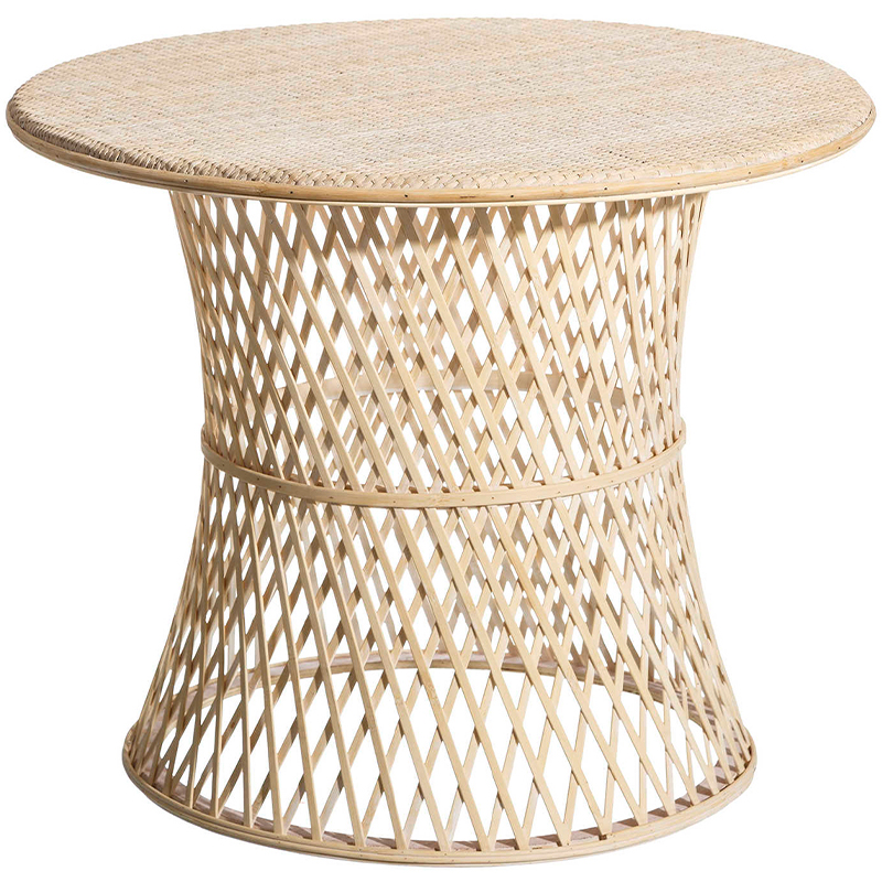 Круглый приставной стол из бамбука Woven Bamboo Side Table Бежевый в Перми | Loft Concept 