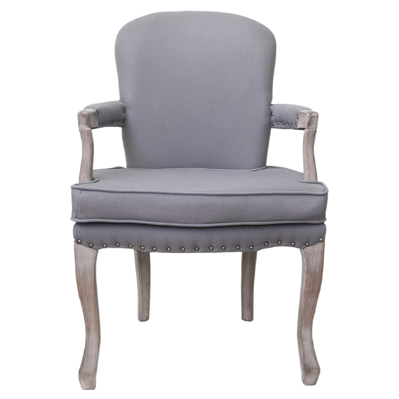 Кресло Aubrey Classical Armchair grey flax Серый Коричневый в Перми | Loft Concept 