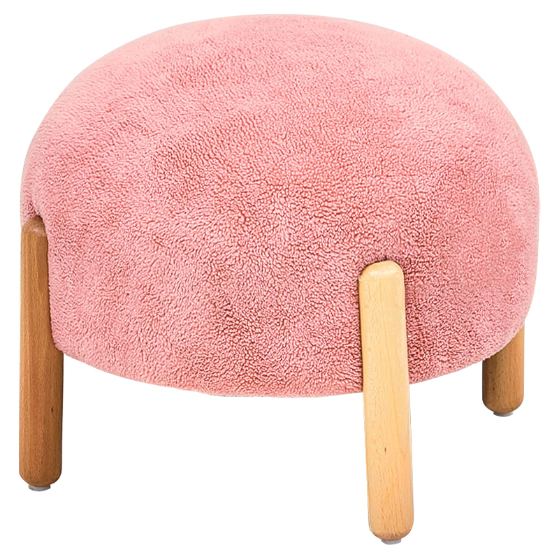 Пуф круглый на деревянных ножках Ralfie Pouf Pink Розовый Древесина в Перми | Loft Concept 