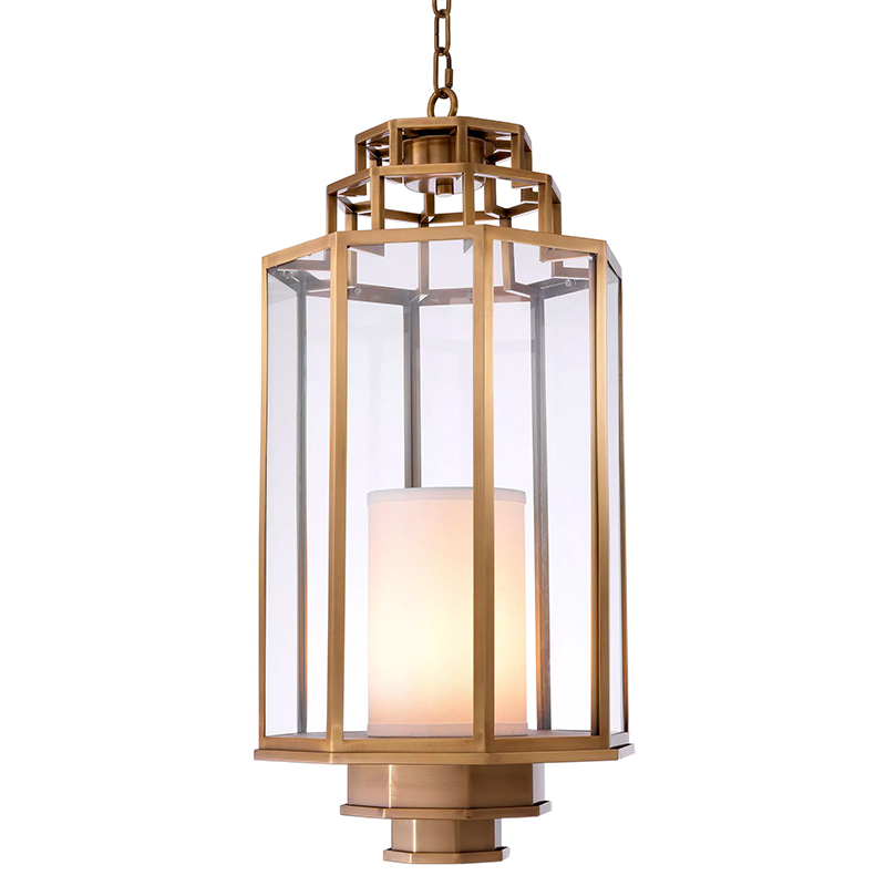 Подвесной светильник Eichholtz Lantern Monticello M Прозрачное Стекло Латунь Белый в Перми | Loft Concept 