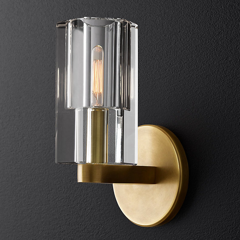 Бра Restoration Hardware Arcachon Single Sconce Прозрачное Стекло Латунь в Перми | Loft Concept 