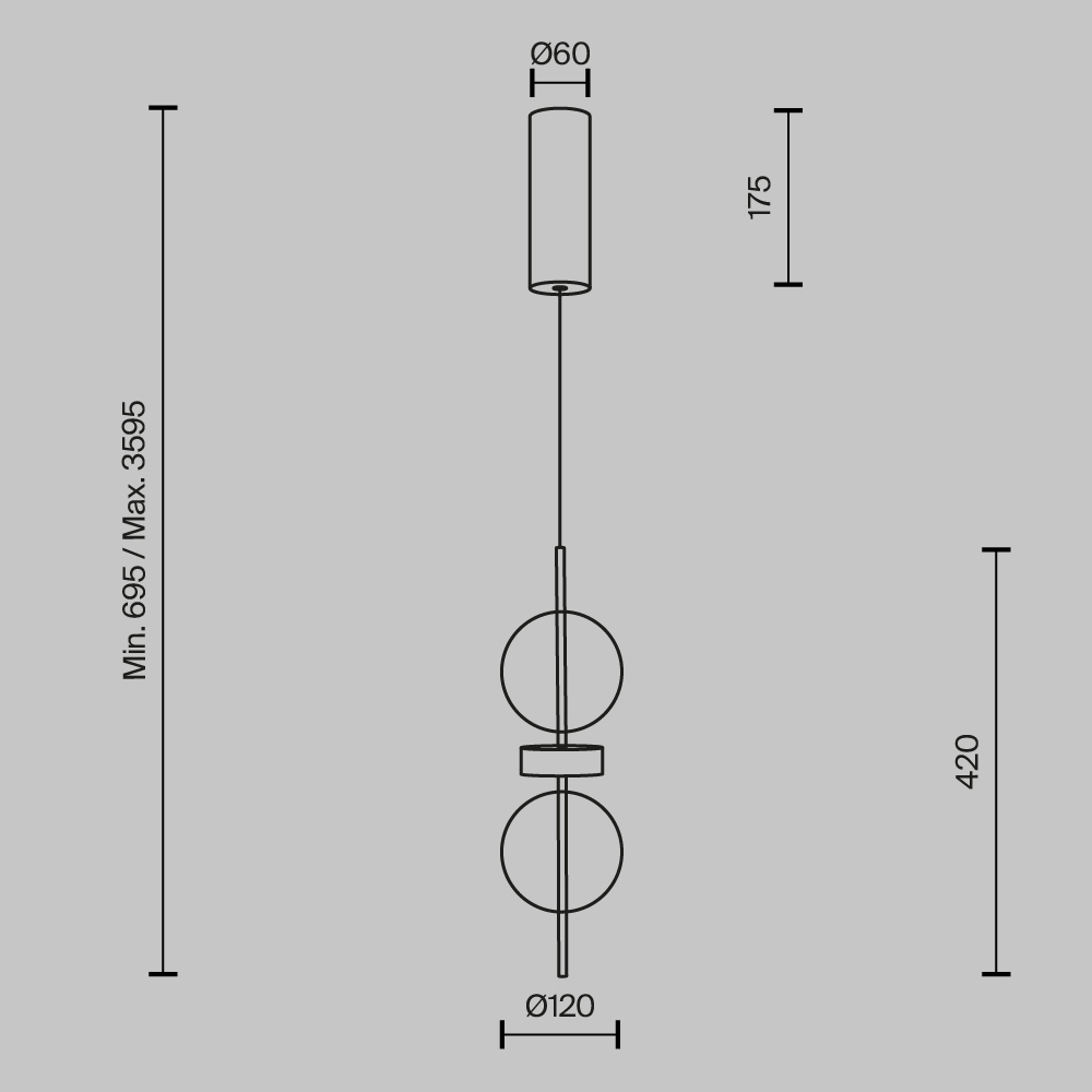 Подвесной светильник с плафоном из стекла с зеркальным градиентом Double Moon в Перми