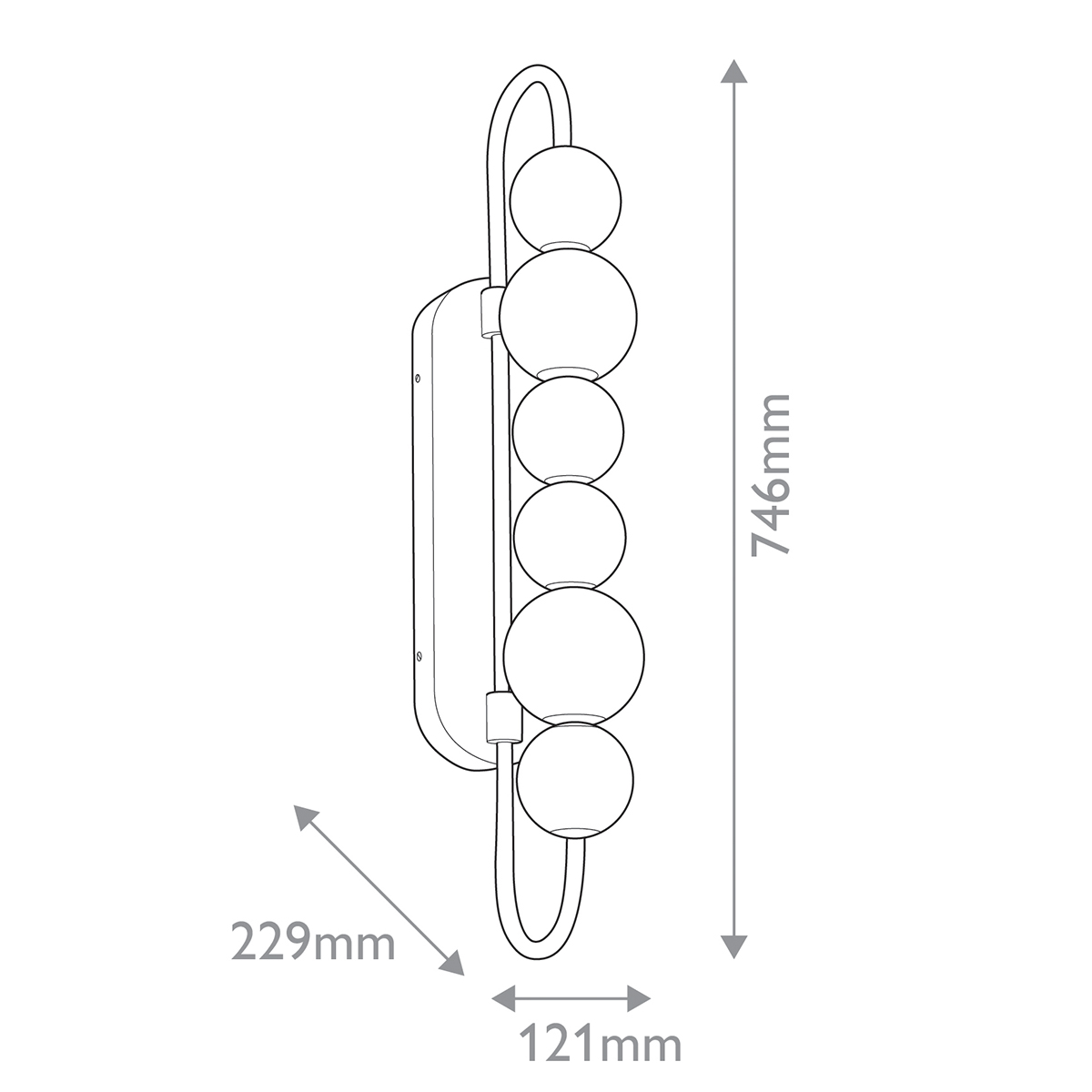 Бра цвета латунь с 6-ю рифлеными плафонами шаровидной формы Alora в Перми