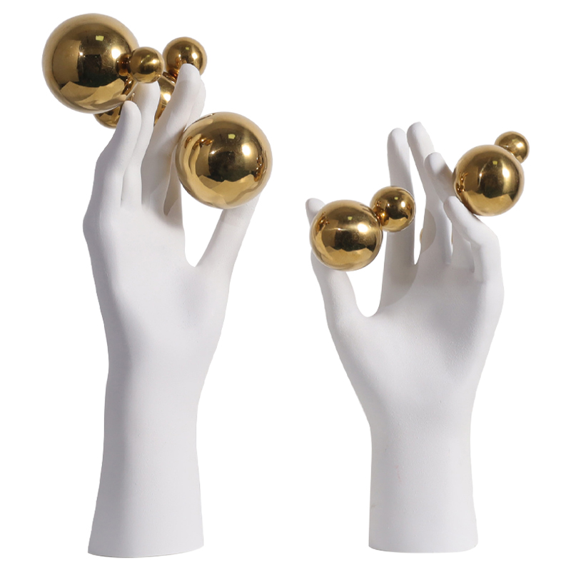 Декоративная статуэтка Hand with Spheres Statuette Белый Глянцевое золото Декоративная статуэтка Hand with Spheres Statuette Белый Глянцевое золото в Перми | Loft Concept