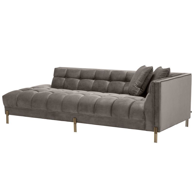 Кушетка Eichholtz Lounge Sofa Sienna Right Серый Матовая латунь в Перми | Loft Concept 