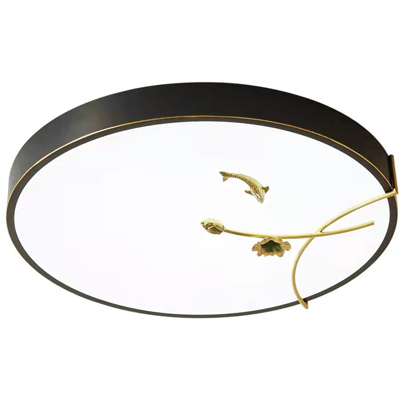 Круглый потолочный светильник Gold Fish Round Ceiling Lamp Black Черный Черный Белый Зеленый в Перми | Loft Concept 