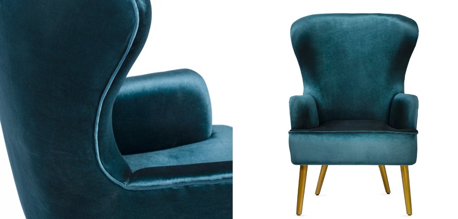 Кресло Wingback Dining Chair turquoise velor Кресло Wingback Dining Chair turquoise velor - Loft-Concept в Перми