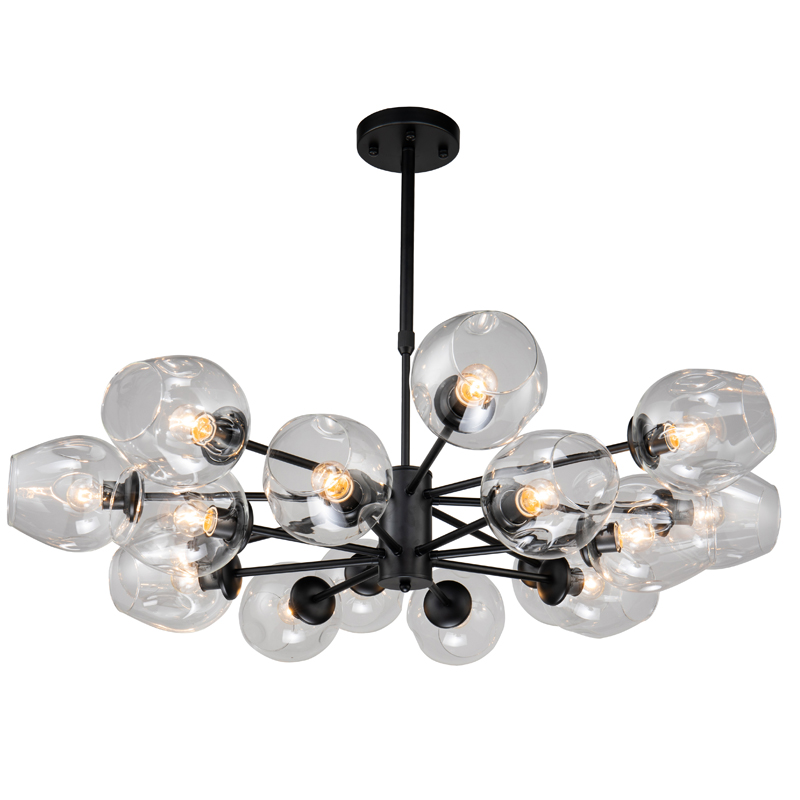 Люстра Branching Bubble Chandelier black 16 Черный Прозрачный в Перми | Loft Concept 