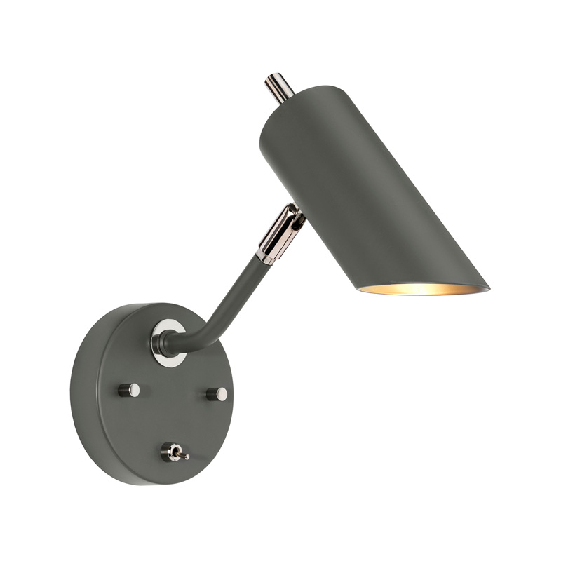 Бра с цилиндрическим плафоном и круглым основанием с выключателем Elstead Lighting Никель Серый в Перми | Loft Concept 