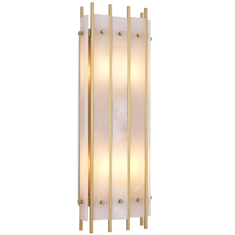 Бра Eichholtz Wall Lamp Sparks L Alabaster Латунь Бежевый Белый Мрамор Bianco в Перми | Loft Concept 