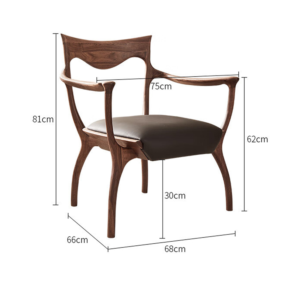 Стул деревянный с мягким сиденьем из коричневой натуральной кожи Moon Walnut Furniture Стул деревянный с мягким сиденьем из коричневой натуральной кожи Moon Walnut Furniture в Перми