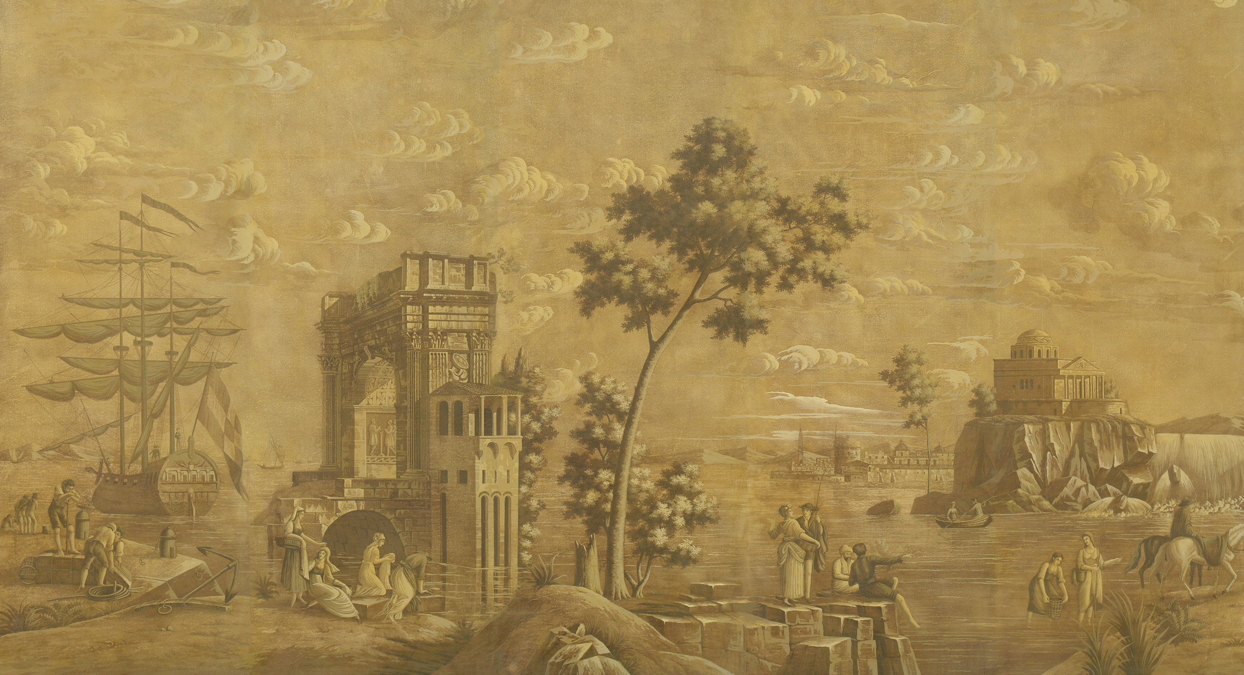 Обои ручная роспись Views of Italy Sepia Обои ручная роспись Views of Italy Sepia - постер Loft-Concept в Перми