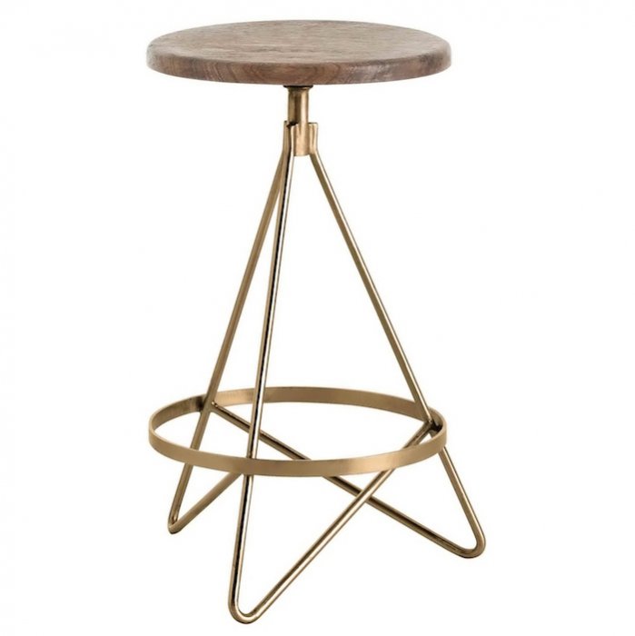 Барный стул Industrial Vintage Brass Iron Swivel Bar Stool Золотой Коричневый в Перми | Loft Concept 