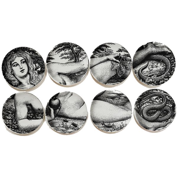 Тарелки FORNASETTI SET OF 8 "EVA" Черный в Перми | Loft Concept 