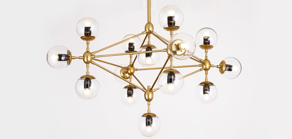 Люстра Modo Chandelier Globes Blue Ambre Gold - фото №2
