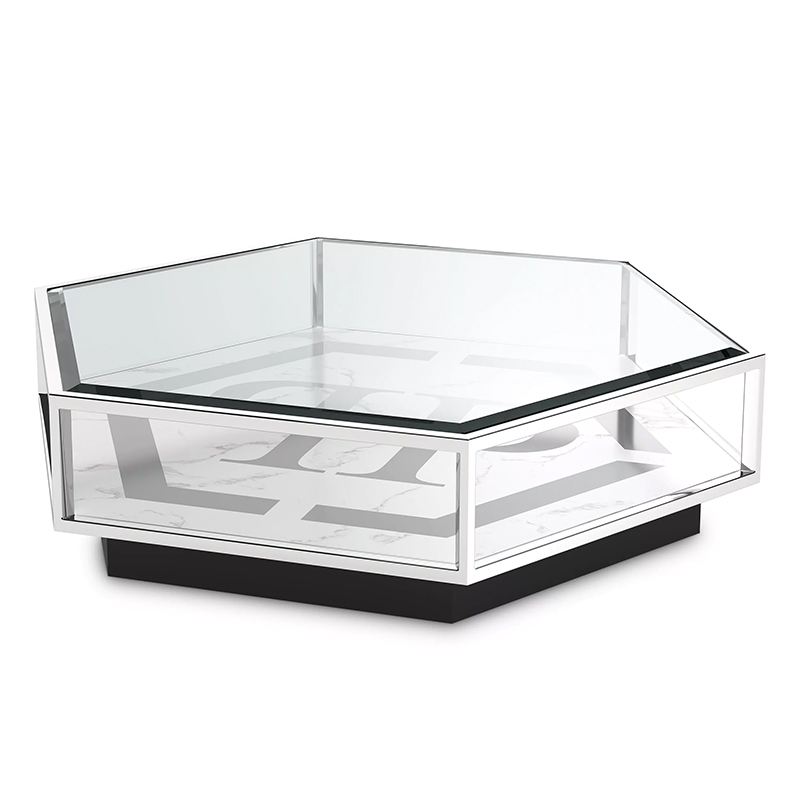 Кофейный стол Philipp Plein Coffee Table Falcon View Chrome Хром Белый Серый Черный в Перми | Loft Concept 