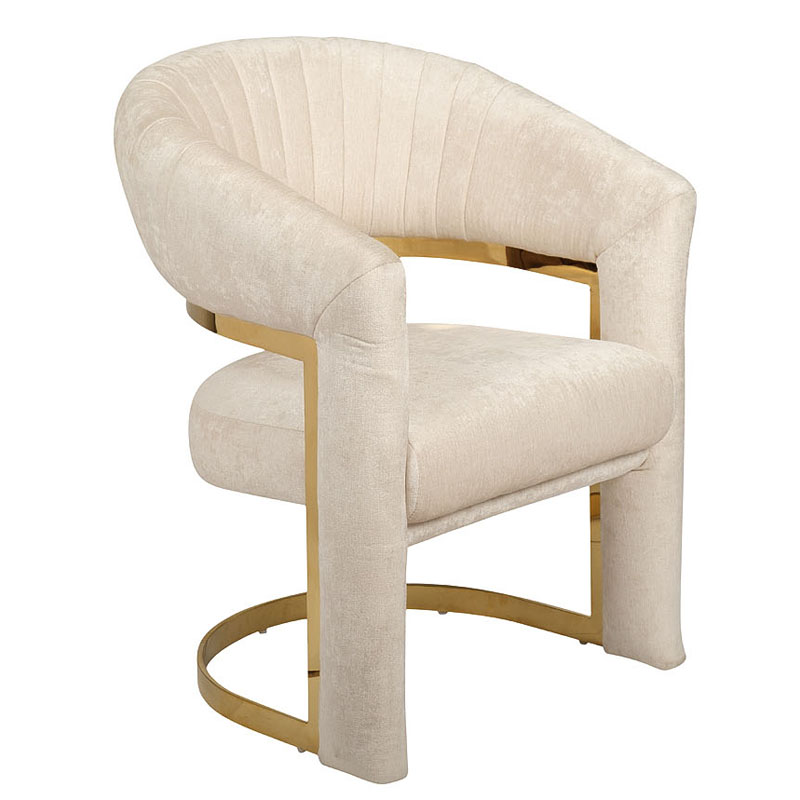 Полукресло Valbonne Chair cream velour Кремовый Глянцевое золото в Перми | Loft Concept 