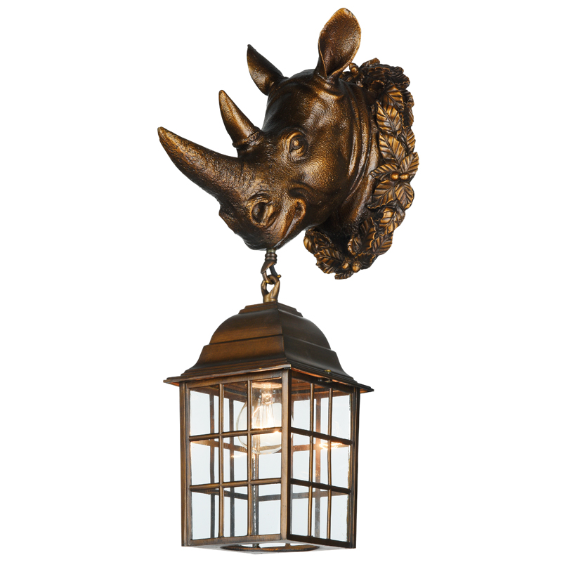 Уличный светильник Rhinoceros Lantern Темная бронза Прозрачное Стекло в Перми | Loft Concept 