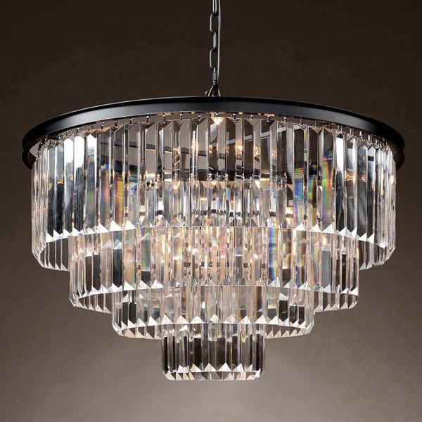 Люстра RH 1920s Odeon Clear Glass Fringe Chandelier -60 Черный в Перми | Loft Concept 