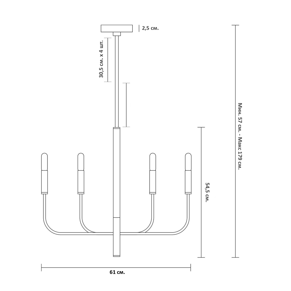 Люстра с 6-ю лампами Chandelier with Seamless Curve в Перми