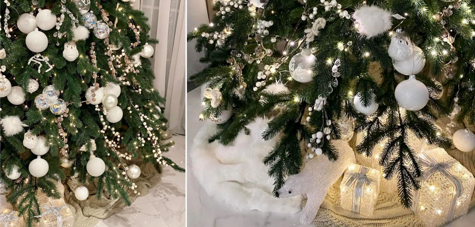Дизайнерская Елка с Белым Декором Christmas Tree White Balls Дизайнерская Елка с Белым Декором Christmas Tree White Balls - Loft-Concept в Перми