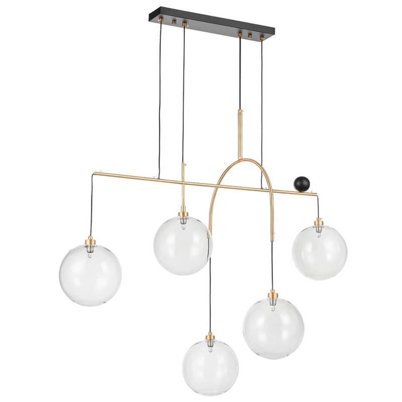 Люстра Five Hanging Balls Chandelier Золотой Прозрачный Черный в Перми | Loft Concept 