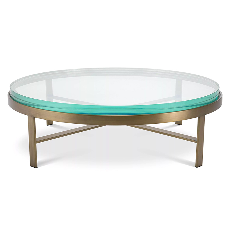 Кофейный стол Eichholtz Coffee Table Hoxton Латунь Прозрачное Стекло Бирюзовый в Перми | Loft Concept 