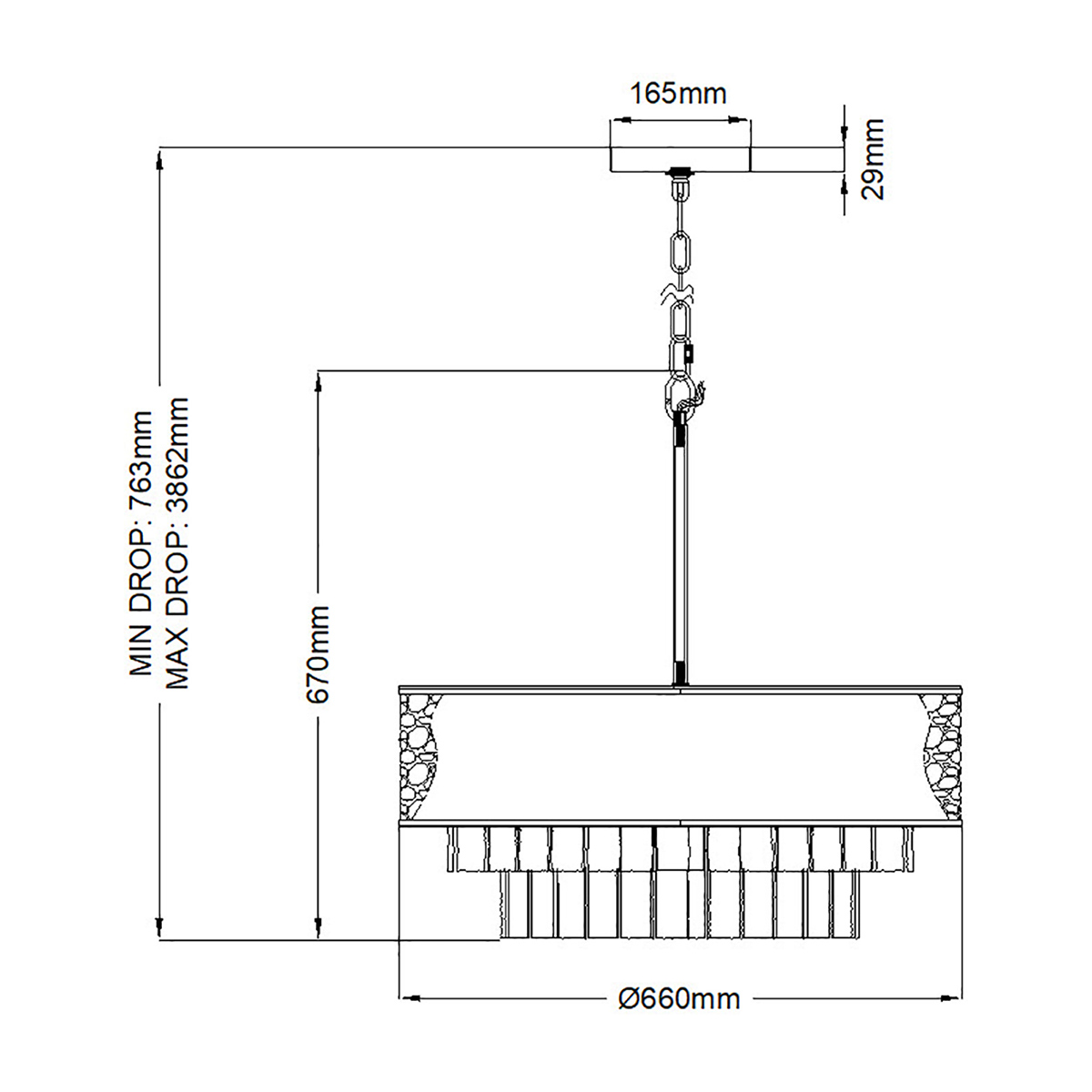 Люстра круглая с подвесками из текстурированного стекла молочного цвета Hinkley в Перми