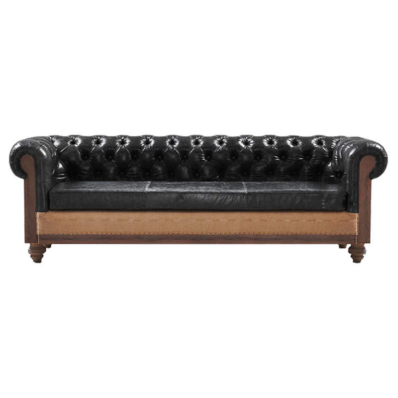 Диван Deconstructed Chesterfield Sofa triple Black leather Коричневый Черный в Перми | Loft Concept 