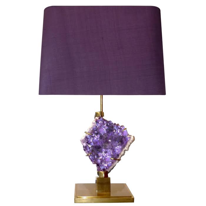 Настольная лампа Bronze and Amethyst Lamp Глянцевое золото Сиреневый в Перми | Loft Concept 