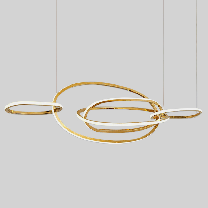 Люстра Horizontal Gold Oval Rings Chandelier Золотой в Перми | Loft Concept 