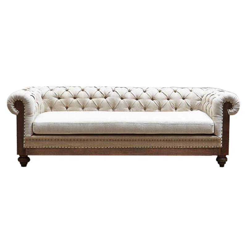 Диван Deconstructed Chesterfield Sofa triple Ivory Linen Коричневый ivory ( слоновая кость ) в Перми | Loft Concept 