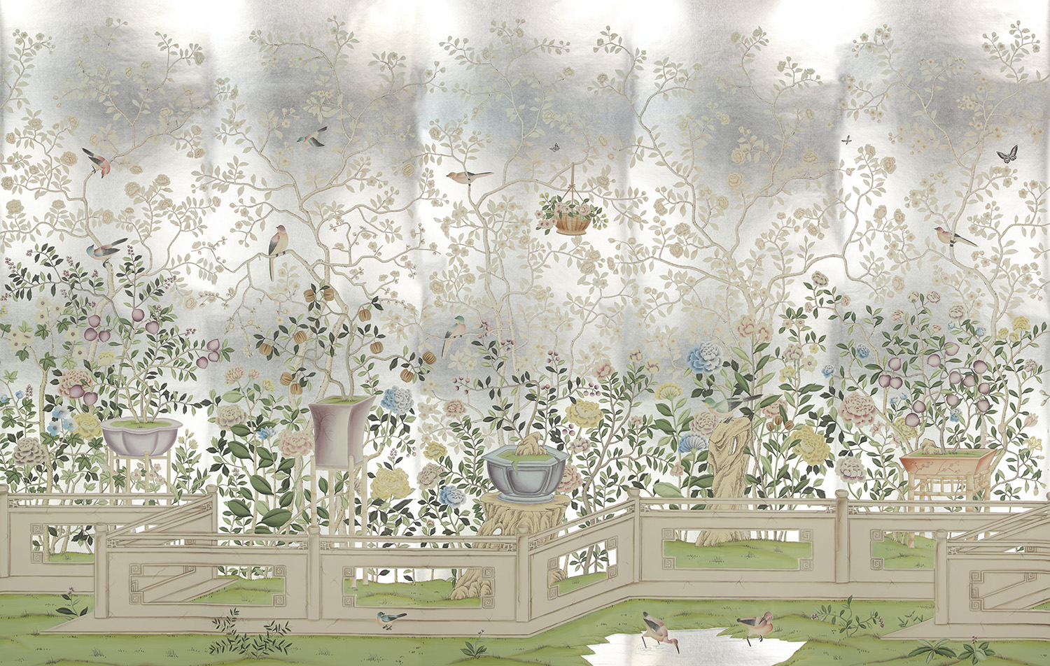 Обои ручная роспись Temple Newsam White Gold gilded silk Обои ручная роспись Temple Newsam White Gold gilded silk - постер Loft-Concept в Перми