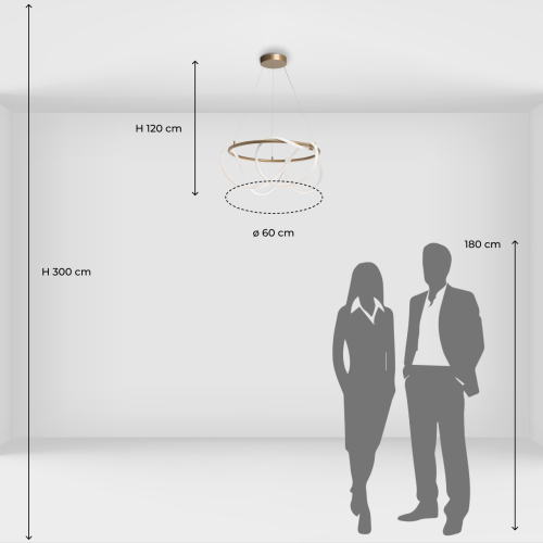 Люстра подвесная круглая золотого цвета с белыми изогнутыми световыми линиями Luke Lampco Tracer Lamp в Перми
