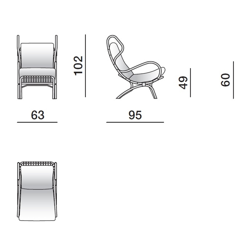 Дизайнерское кресло из ротанга Gio Ponti CONTINUUM D.163.7 BY BONACINA 1889 Armchair в Перми