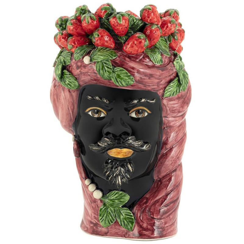 Ваза Vase Strawberries Head Man Bordeaux Бургундский красный Красный Черный Зеленый Мульти в Перми | Loft Concept 