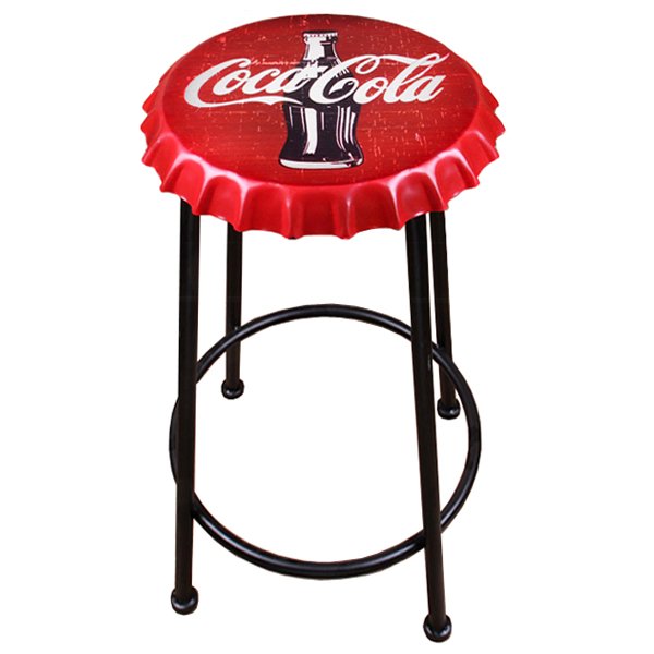 Барный стул Bottle Cap Coca & Cola Черный Красный в Перми | Loft Concept 