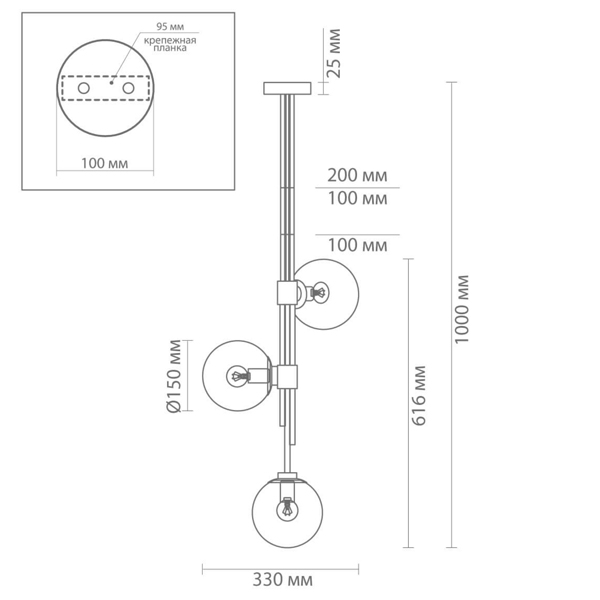 Светильник TRILOGY Ceiling Light Clear glass 100  в Перми